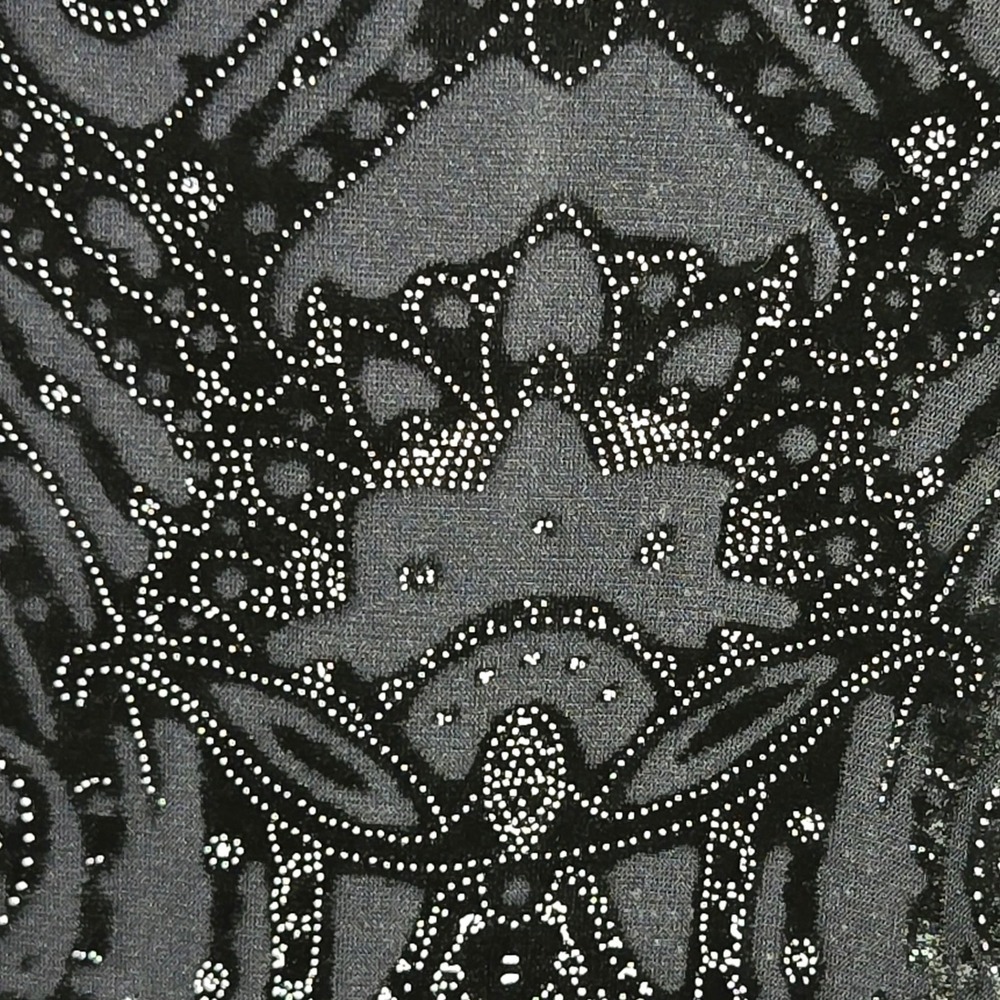 Laura Ashley Woman 3X Blouse Black Paisley Burnout Velvet Silk Blend Button Down - Picture 6 of 9